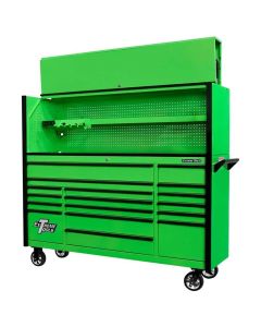 Extreme Tools DX 72" Hutch & 17 Drawer Roller Cabinet Combo, Green