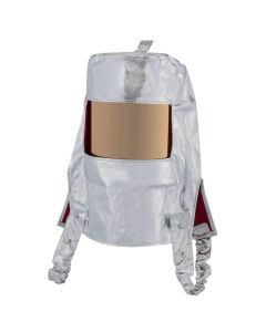 OBRHR-PB-5AFR image(0) - Oberon Hood with Ratcheting Adjustable Headgear - Heat Reflective - Aluminized PBI/Kevlar - Window: Clear Gold