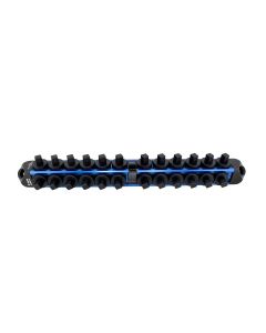 AST938VB image(0) - Astro Pneumatic 3/8 Inch Drive V12 Locking Magnetic Socket Organizer for 24 Sockets plus Ratchet - Blue