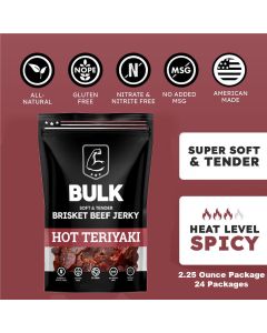 BLOISN-HOTBR-24 image(1) - BULK Jerky Hot Teriyaki Brisket Beef Jerky - 2.25 ounce package (24 packages)