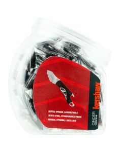 KER1025FB36 image(4) - Kershaw Cinder Manual Open Liner Lock Drop Point Blade EDC Folding Pocket Knife with Stonewashed Finish - Black/Silver - 36 Piece Display
