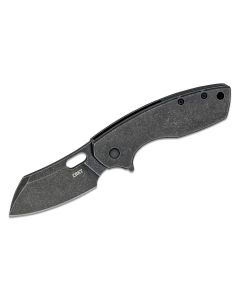 CRK5315KS image(0) - CRKT (Columbia River Knife) Pilar Large 8Cr13MoV Stonewash Plain Blade Folding Knife with Frame Lock Stainless Steel Handle - Black