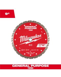 Milwaukee Tool 9 inch DIAMOND MAX Turbo General Purpose Diamond Blade