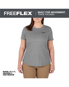 MLWF452G-M image(0) - Milwaukee Tool Women's FREEFLEX Hybrid Tee - Short Sleeve -  Gray - M