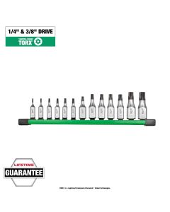 MLW48-22-9535 image(0) - Milwaukee Tool 1/4 Inch and 3/8 Inch Drive Tamper Proof TORX Bit Socket Set - 13 Piece