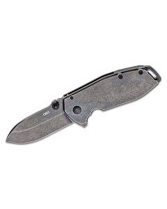 CRK2493 image(0) - CRKT (Columbia River Knife) Squid 8Cr14MoV Stonewash Plain Blade Assisted Folding Knife with Frame Lock Stainless Steel Handle - Black
