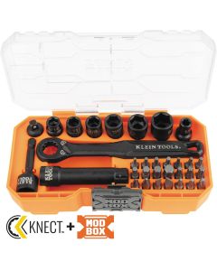 KLE65300 image(2) - Klein Tools KNECT 1/4-Inch Drive Impact-Rated Pass Through Socket Set, 32-Piece