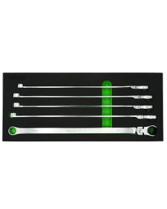 VIMDFXL150 image(0) - VIM Tools 5 Piece Deep Spline Ratcheting Flex Head Wrench Set (15-19 mm)