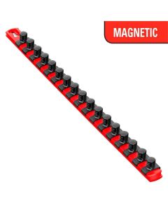 ERN8402M image(0) - Ernst Mfg. 18 Inch Magnetic Socket Organizer w/Twist Lock Clips - Red-1/2 Inch