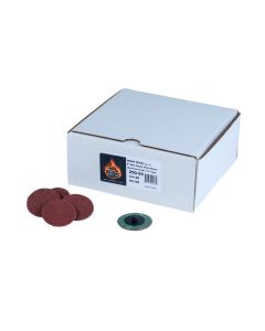 HIT250-50 image(0) - High Teck Products 250-50 R-Style Disc, 2 in Dia, 50 Grit, Aluminum Oxide, Polymer Backing