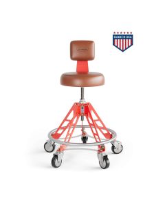 VYPESM-BR-R-EZ image(0) - Vyper Industrial 400 lb Capacity Elevated Steel Max Ez-Lift Shop Chair - Brown/Red