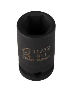 SUNEX SOC 11/32 1/4D IMP 6PT BLK