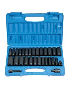 GRE1229DM image(0) - Grey Pneumatic 3/8 Inch Drive 29 Piece Deep SAE/Metric Socket Set