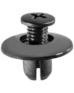 AVC16000 image(0) - AUVECO 16000 Push-Type Screw-Type with Open End Retainer, 20 mm Dia Head x 9 mm L Stem x 8 mm Hole, Nylon, Black