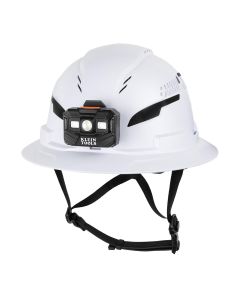 Klein Tools Class E Type 2 Hard Hat, Non-Vented Full Brim with Chin Strap and Headlamp
