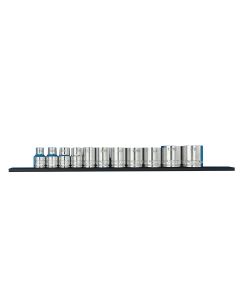 VIM Tools 12 Piece 3/8 Inch Drive Metric Socket Set with 12 Inch Blue Magrail - SMS600 Subset