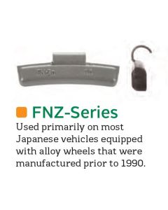 PWWFN025Z image(0) - Wegmann Automotive 25 g Zinc Coated Clip-on FNZ Orange Series Wheel Weight (Box of 25)