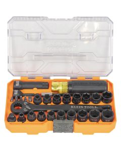 KLE653QS image(0) - Klein Tools KNECT&trade; Quad-12 Heavy-Duty Impact Flip Sockets, SAE, 6-Piece