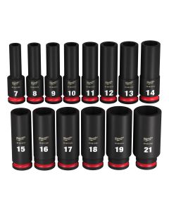 MLW49-66-7008 image(1) - Milwaukee Tool 14PC SHOCKWAVE Impact Duty  3/8" Drive Metric Deep 6 Point Socket Set