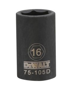 DWTDWMT75105OSP image(0) - DEWALT 6 Point 1/2" Drive Impact Socket 16Mm