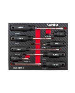 SUNSXCSDS8 image(0) - SUNEX Phillips&reg; & Slotted Magnetic 8 Piece Screwdriver Set in EVA Foam