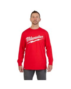 MLW608R-L image(3) - Milwaukee Tool Heavy Duty T-Shirt - Long Sleeve Logo Red L