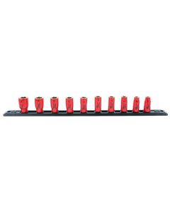 WIH31393 image(1) - Wiha Tools 1/4" Square Drive Socket Set on rail Includes Insul. Sockets 5, 6, 7, 8, 9, 10, 11,12, 13, 14mm