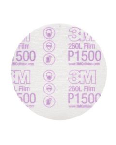 3M 00951 260L Series Abrasive Disc, 5 in Dia, P1500 Grit, Hook and Loop, White