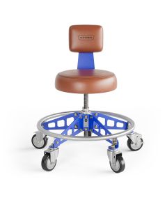 VYPRSM-BR-BL-ACM image(0) - Vyper Industrial 400 lb Capacity Robust Steel Max Acme Rod Shop Chair - Brown/Blue