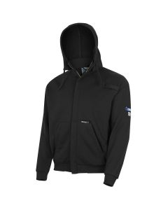 OBERON Hoodie - Hi-Vis 100% FR/Arc-Rated Heavyweight 12 oz Cotton Fleece - Zipper Closure - Detachable Hood - Black - Size: 4XL