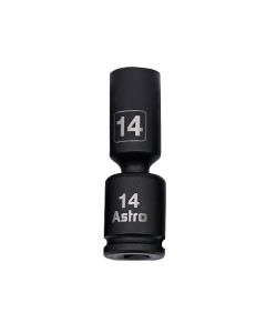 Astro Pneumatic 14mm 3/8 Inch Drive Mid-Length Pinless Universal Impact Socket - Metric