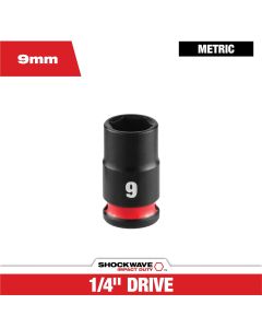 MLW49-66-6029 image(0) - Milwaukee Tool SHOCKWAVE&trade; Impact Duty 1/4" Drive 9MM Standard 6 Point Socket