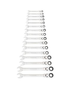 KDT9902D image(0) - GearWrench 16 Piece 72-Tooth 12 Point Flex Head Ratcheting Combination Metric Wrench Set