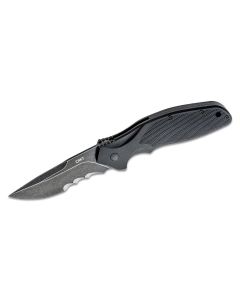 CRKK800KKP image(0) - CRKT (Columbia River Knife) Shenanigan 1.4116 Stonewash Veff Serrations Assisted Folding Knife with Liner Lock Glass-Reinforced Nylon Handle - Black