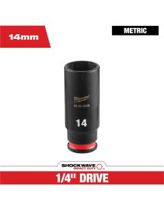 MLW49-66-6048 image(0) - Milwaukee Tool SHOCKWAVE&trade; Impact Duty 1/4" Drive 14MM Deep 6 Point Socket