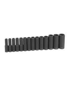 GRE1412MD image(0) - Grey Pneumatic 1/2" Drive 14 Piece Deep Metric Set