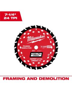MLW48-41-0750 image(1) - Milwaukee Tool 7-1/4 Inch 24T NITRUS Carbide Framing & Demolition Circular Saw Blade Bulk 10