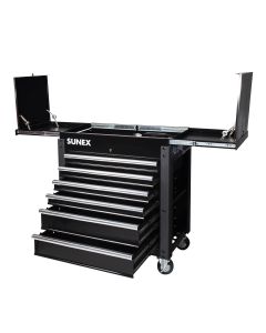 SUN8035XTFDBK image(1) - SUNEX 6-Drawer Slide Top Service Cart, Blac