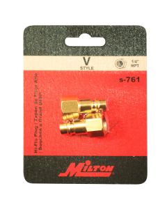 Milton Industries HI-Flo V-Style 1/4" FNPT Brass Plug 2/cd