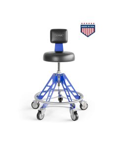 VYPESM-B-BL-EZ image(0) - Vyper Industrial 400 lb Capacity Elevated Steel Max Ez-Lift Shop Chair - Black/Blue