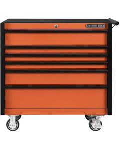 Extreme Tools DX Series 41in. W X 25in. D 6 Drawer Roller Cabinet, 100 lbs Slides, Orange with Black Drawer Pulls