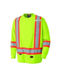SRWV1051260U-4XL image(0) - Pioneer Birdseye Long-Sleeved Safety Shirt  - Color:  Hi-Viz Yellow/Green  - Size: 4XL