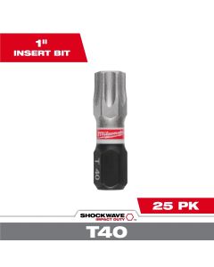 MLW48-32-4138 image(1) - Milwaukee Tool SHOCKWAVE Impact Duty 1 Inch T40 INSERT BITS 25Pk