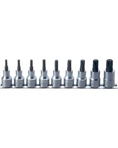 KKNRS4025-9-L60 image(0) - Ko-ken USA RS4025/9-L60 1/2 Sq. Dr. Bit Socket 9 piece TORX&Acirc;&reg; set  T20-T60