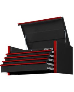 Extreme Tools DX Series 41in. W X 25in. D 4 Drawer Top Chest, 100 lbs Slides, Black with Red Drawer Pulls
