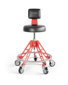 VYPESM-B-R-ACM image(0) - Vyper Industrial 400 lb Capacity Elevated Steel Max Acme Rod Shop Chair - Black/Red