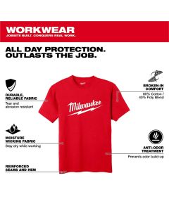 MLW607R-L image(1) - Milwaukee Tool Heavy Duty T-Shirt - Short Sleeve Logo Red L