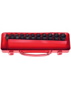 KKN13242M image(0) - Ko-ken USA 13242M 3/8 Sq. Dr. Socket Set 9-19mm 6 point  11 pieces