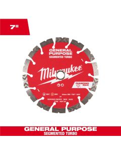 MLW49-93-9007 image(0) - Milwaukee Tool 7 inch DIAMOND MAX Segmented Turbo General Purpose Diamond Blade
