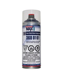 SMX3680101 image(0) - SprayMax 3680101 1K Trim Paint, 11.3 oz Aerosol Can, Gloss Black, Liquid, 5.4 sq-ft Coverage